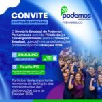 Podemos Pernambuco convoca Convenção Estadual para definir estratégia eleitoral e homologar candidaturas para as eleições de 2026